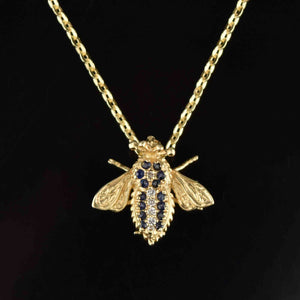 Vintage Diamond Sapphire Bumblebee Brooch Pendant - Boylerpf