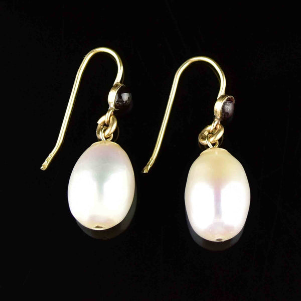 Vintage Gold Amethyst Pearl Drop Earrings - Boylerpf