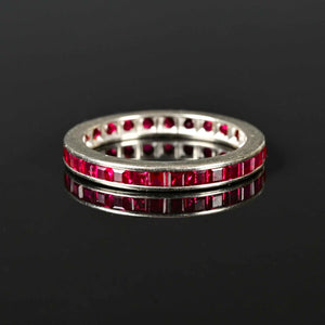 Vintage Ruby Eternity Band Ring in 14K White Gold - Boylerpf