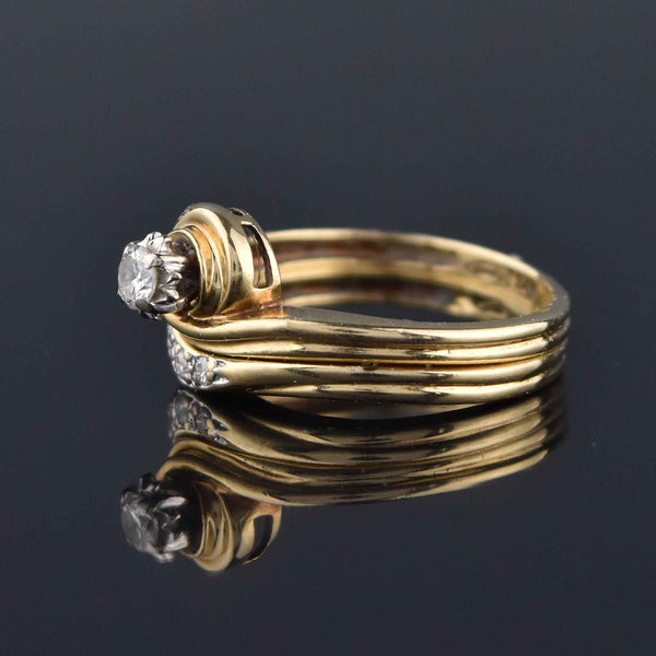 Vintage 14K Gold Diamond Wedding Ring Set - Boylerpf