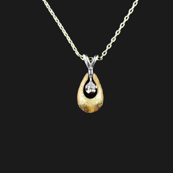 Vintage 14K Yellow White Gold Diamond Articulated Pendant Necklace - Boylerpf
