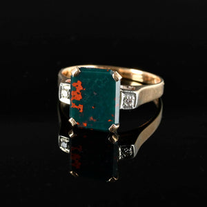 Vintage Gold Diamond Bloodstone Ring - Boylerpf