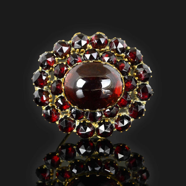 Victorian Bohemian Cabochon Garnet Brooch - Boylerpf