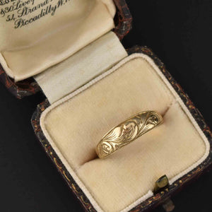 Antique Art Nouveau 14K Gold Wedding Band Ring, Sz 6.75 - Boylerpf