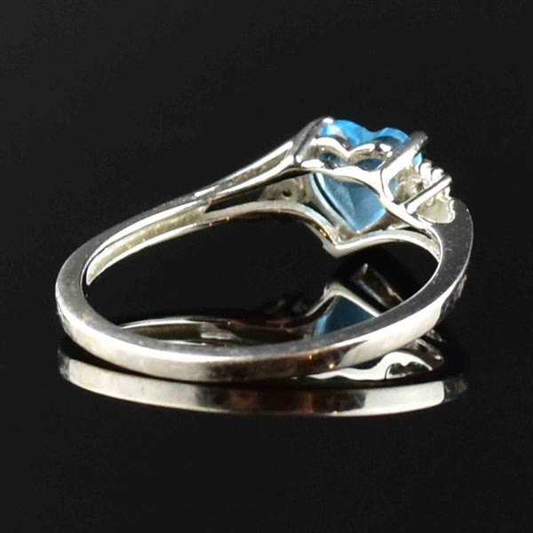 Vintage 14K White Gold Aquamarine Heart Ring - Boylerpf