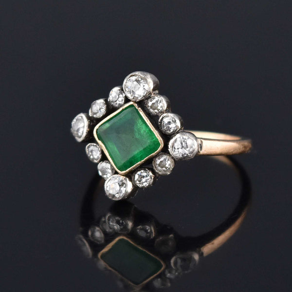 Antique Diamond Halo Emerald Ring in 14K Gold ON HOLD – Boylerpf