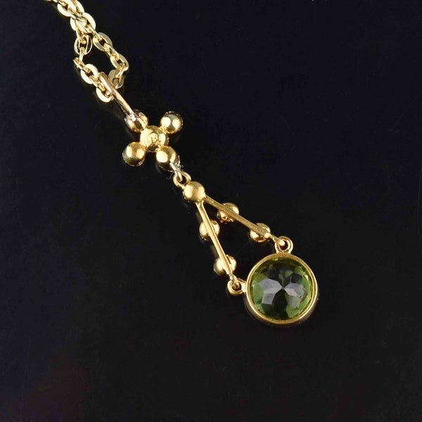 Antique Victorian 15K Gold Seed Pearl Peridot Pendant - Boylerpf