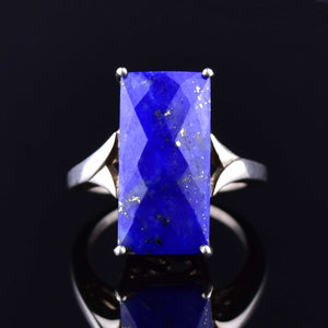 Silver Faceted Lapis Lazuli Statement Ring, SZ 8.5 - Boylerpf