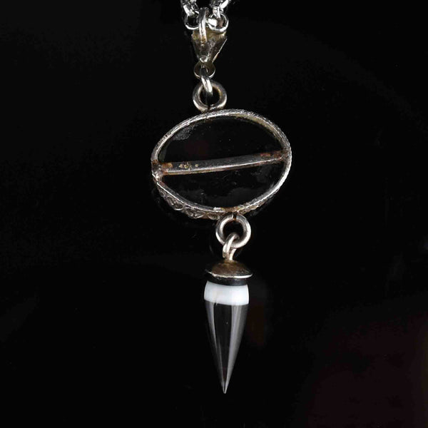 Victorian Silver Scottish Bullseye Banded Agate Pendant Necklace - Boylerpf
