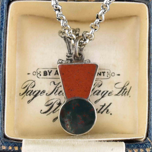 Silver Jasper Bloodstone Thistle Pendant Necklace - Boylerpf