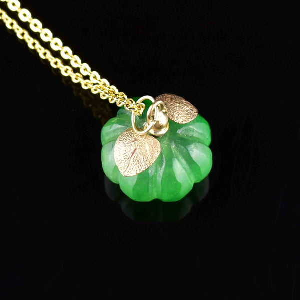 Carved Jade Pumpkin Gold Charm Necklace - Boylerpf