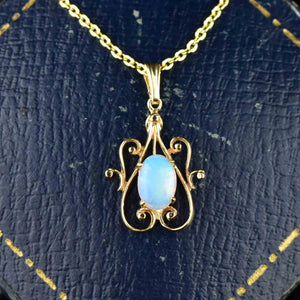 14K Gold Opal Pendant Necklace - Boylerpf