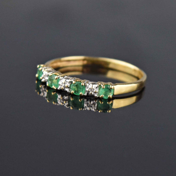 Vintage Emerald Diamond 12K Gold Band Ring Sz 7.75 - Boylerpf