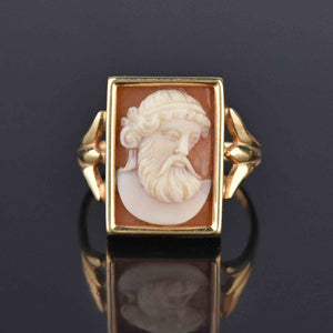 Finely Carved Cameo 14K Gold Mens Ring, Sz 10.25 - Boylerpf