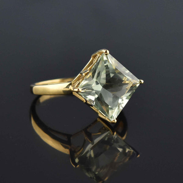 Vintage Princess Cut Green Amethyst Ring, Sz 8.5 - Boylerpf