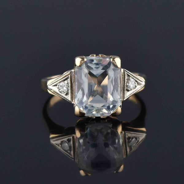 Art Deco 14K Gold Diamond Aquamarine Ring - Boylerpf
