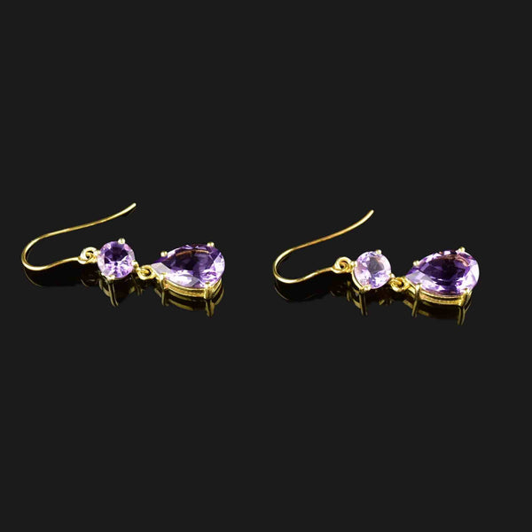 Vintage Rose de France Amethyst Earrings in Gold - Boylerpf