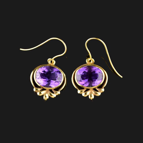 Victorian Style Gold Amethyst Drop Earrings - Boylerpf
