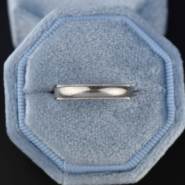 Tiffany & Co Platinum Milgrain Wedding Band Ring, 4mm - Boylerpf