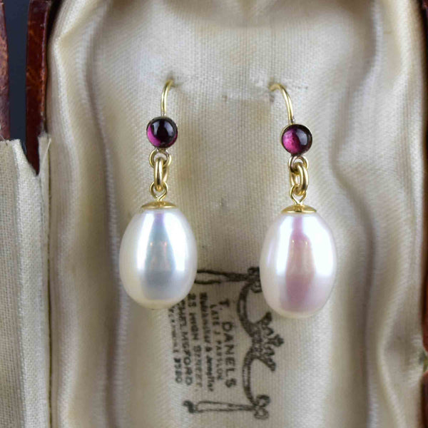 Vintage Gold Amethyst Pearl Drop Earrings - Boylerpf