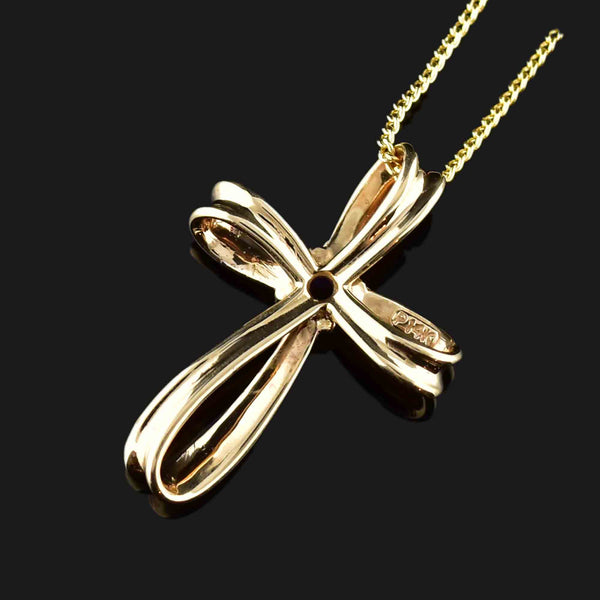 14K Gold Amethyst Cross Pendant Necklace - Boylerpf