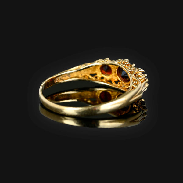 Victorian Style Three Stone Garnet Ring Band - Boylerpf