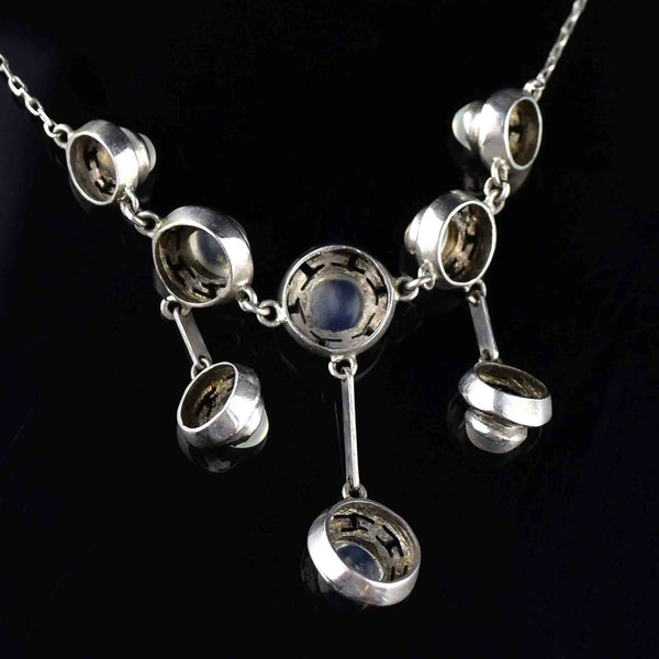 Vintage Arts and Crafts Silver Moonstone Necklace - Boylerpf