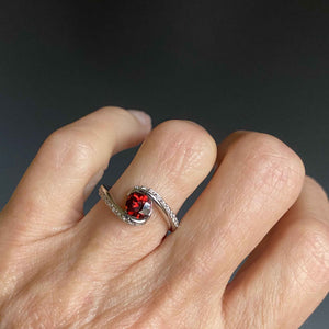 Platinum Diamond Bypass Garnet Ring - Boylerpf