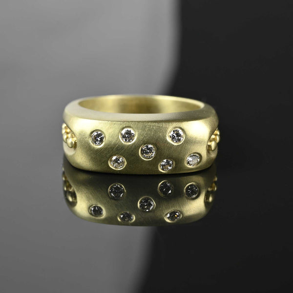 Wide Modern 14K Gold Diamond Ring Band - Boylerpf