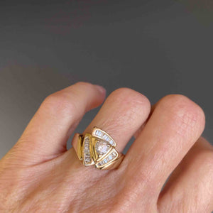 Estate 14K Gold Baguette Diamond Dinner Ring .85 CTW - Boylerpf