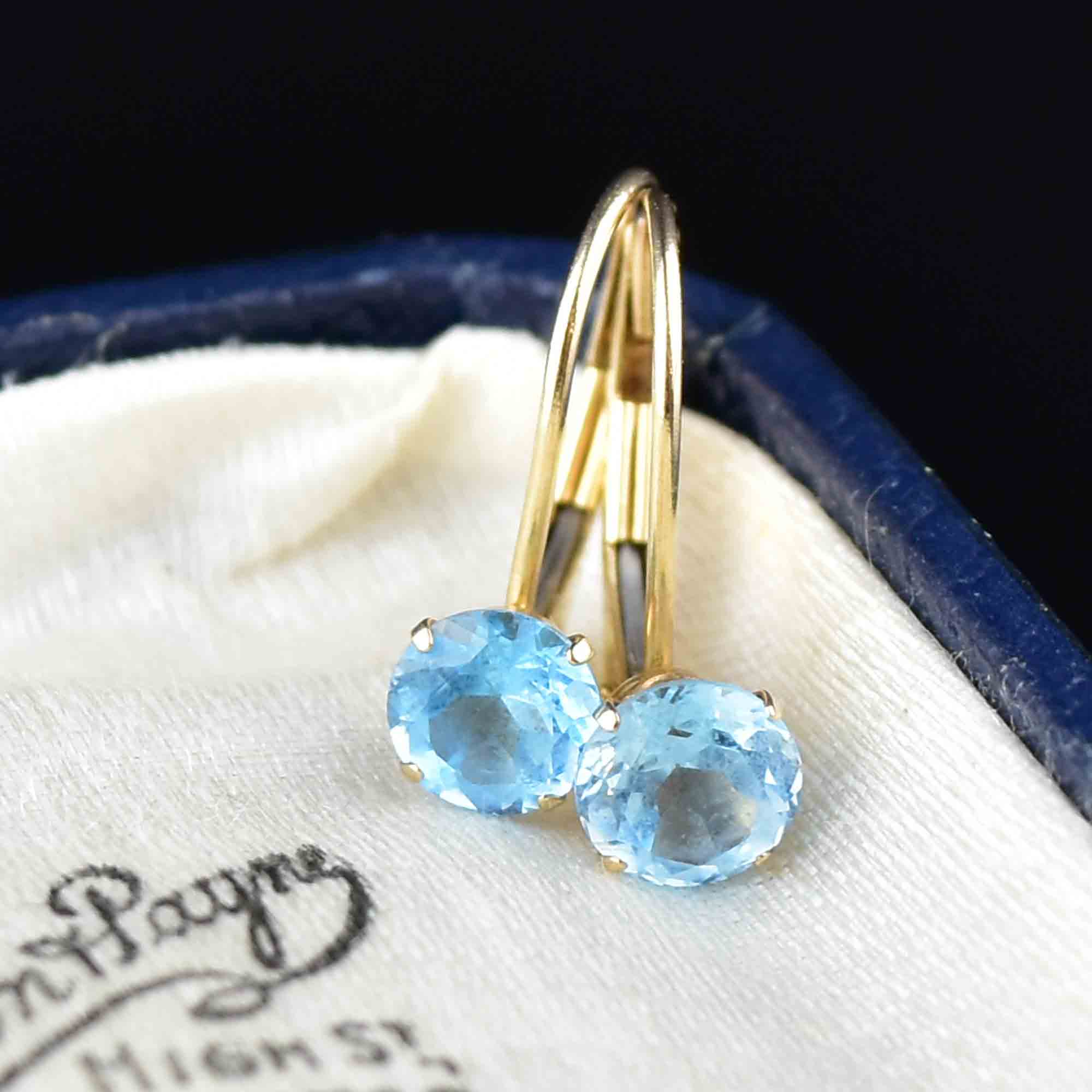 Vintage 10K Gold Blue Topaz Earrings Boylerpf