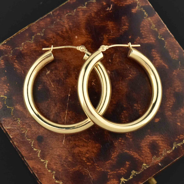 Vintage Large 10K Gold Hoop Earrings - Boylerpf