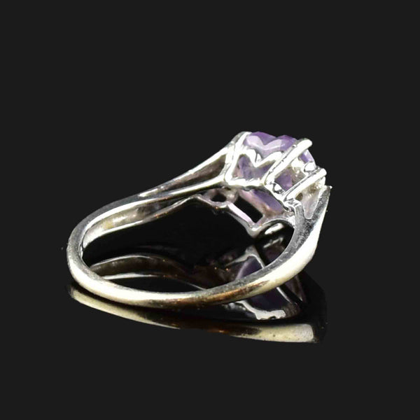 Vintage 10K White Gold Amethyst Heart Ring - Boylerpf