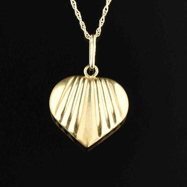 10K Gold Puffy Heart Pendant Necklace - Boylerpf