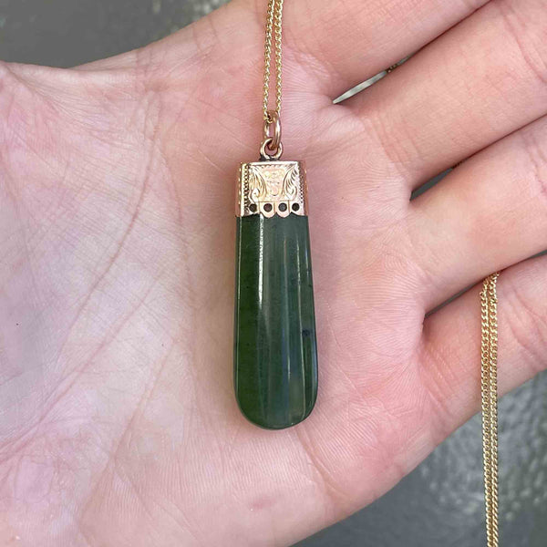 Gold Maori Pounamu New Zealand Jade Pendant Necklace - Boylerpf