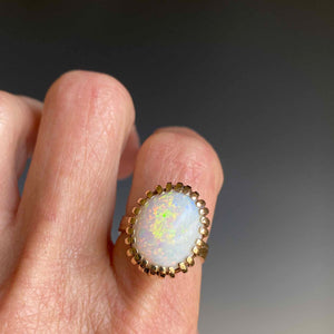 Heavy 14K Gold Large Opal Cabochon Cocktail Ring - Boylerpf