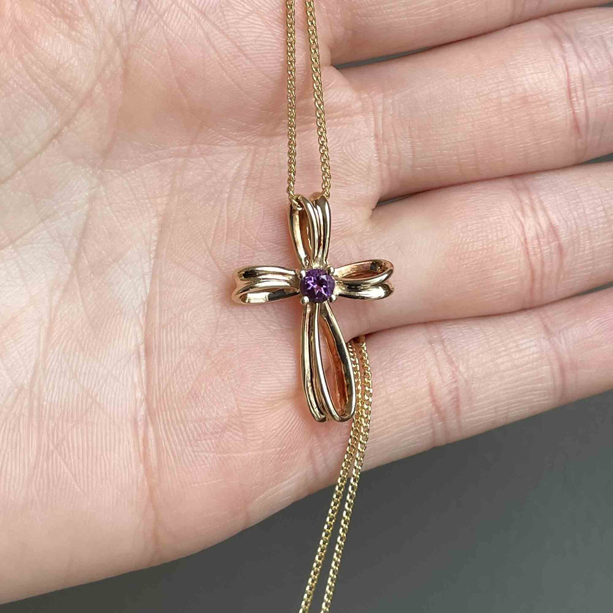 Peora Sterling Silver Amethyst Cross Pendant Necklace - 4.50 Ct, 18" Chain, Gift Box - View #5