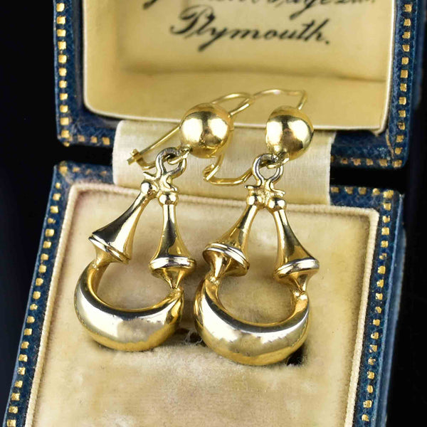 Vintage 14K Gold Wire Door Knocker Earrings - Boylerpf