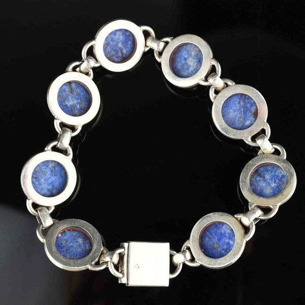 Arts and Crafts Style Silver Sodalite Bracelet - Boylerpf