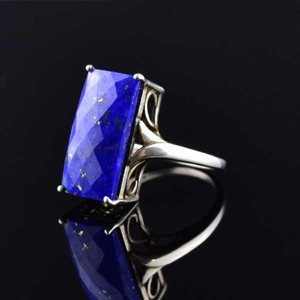 Silver Faceted Lapis Lazuli Statement Ring, SZ 8.5 - Boylerpf