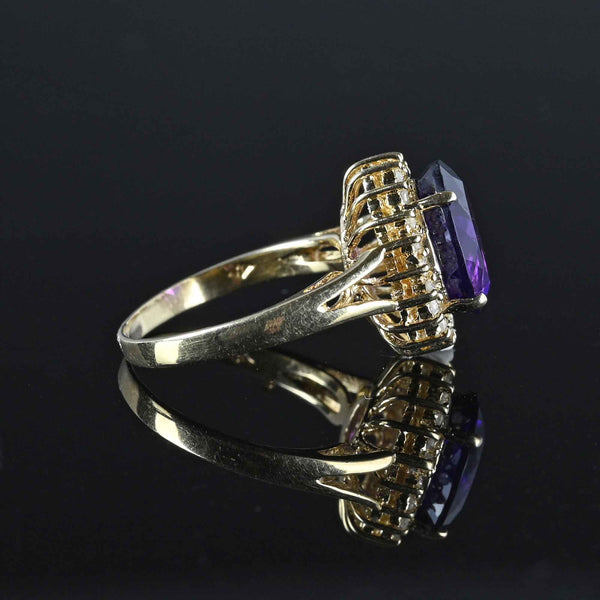 Diamond Halo Amethyst Ring in 14K Gold - Boylerpf