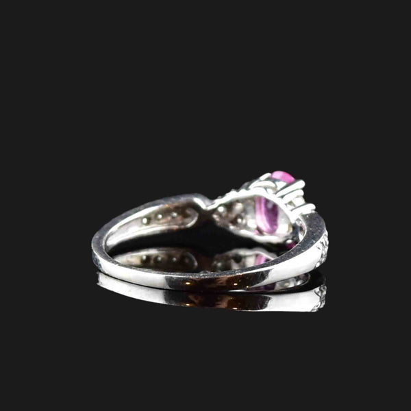 14K White Gold Pink Sapphire Diamond Ring - Boylerpf