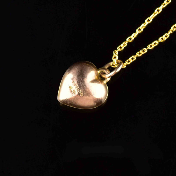 Antique Puffy Rose Gold Heart Pendant Necklace - Boylerpf