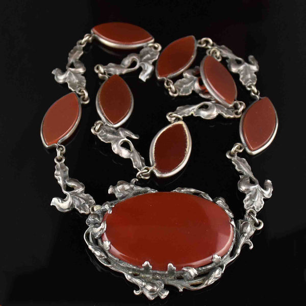 Art Deco Style Silver Carnelian Pendant Necklace – Boylerpf