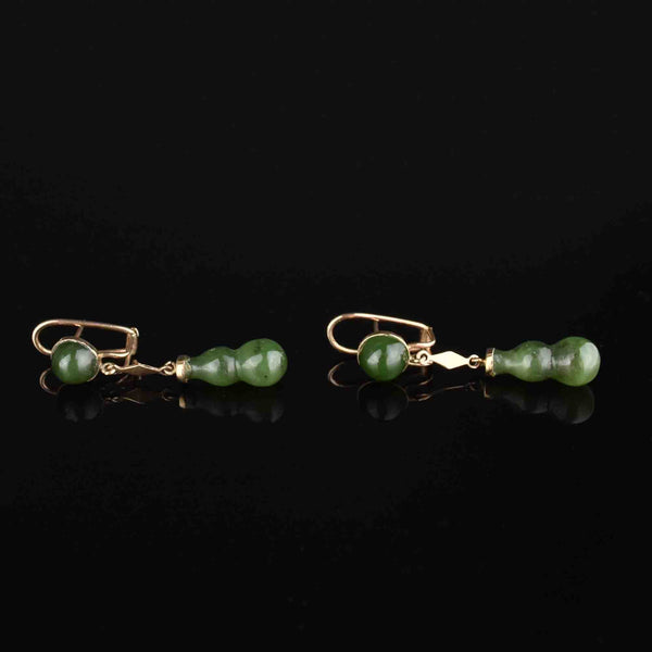 18K Gold Jade Round Geometric Earrings - Boylerpf