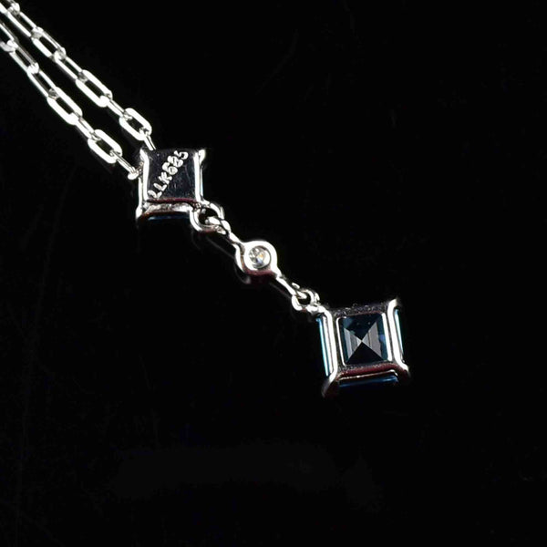 14K White Gold Diamond Blue Topaz Pendant Necklace - Boylerpf