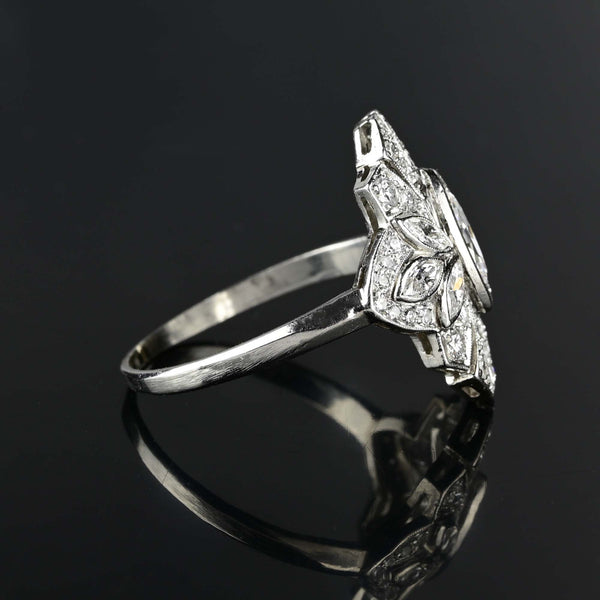Art Deco Platinum Diamond Dinner Ring - Boylerpf
