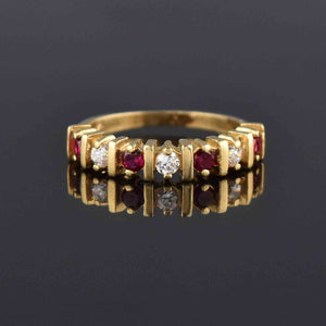 Vintage 14K Gold Half Eternity Ruby Ring - Boylerpf