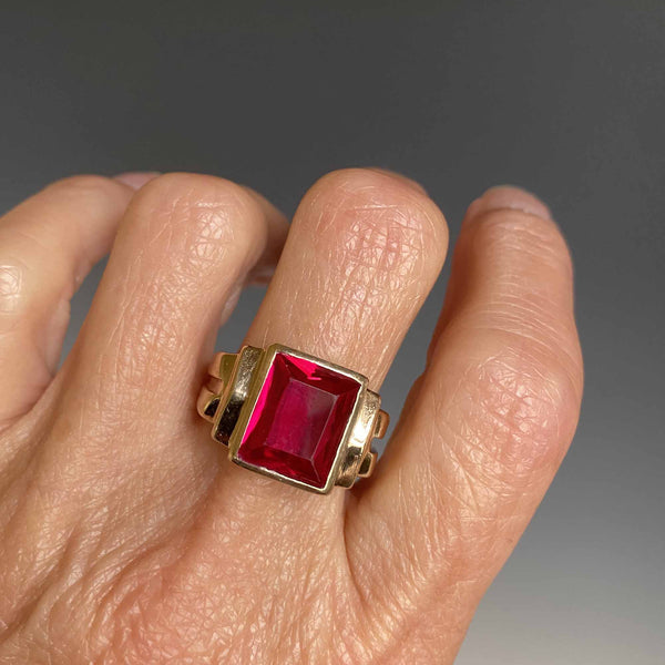 Vintage Mens Ruby Signet Ring in Gold – Boylerpf