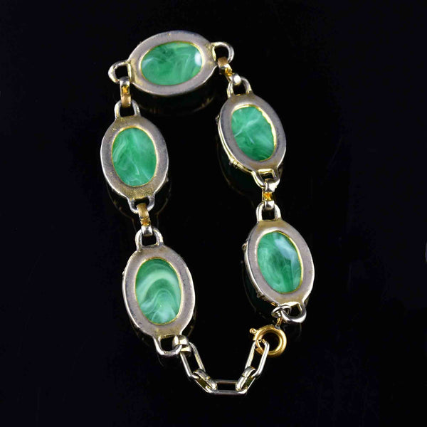 Vintage Green Scarab Gold Fill Bracelet - Boylerpf